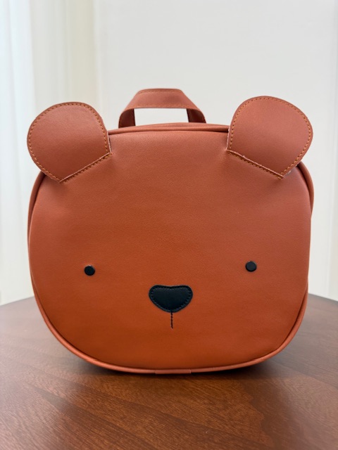 کوله پشتی بچه گانه چرم طرح خرس (گردو)